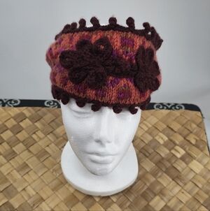 French Knot Wool Headband  Multicolor Knit